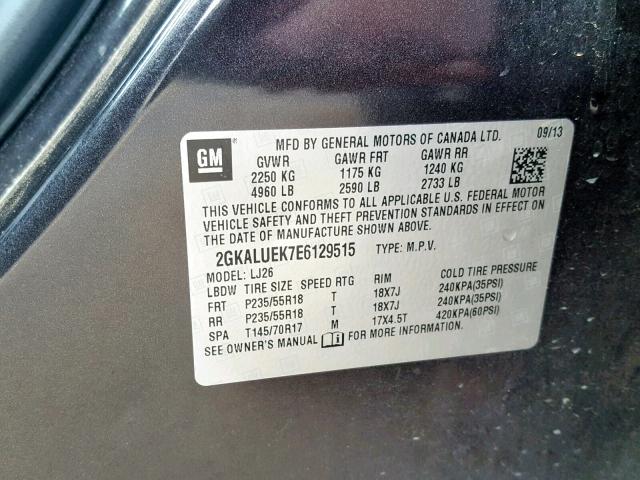 2GKALUEK7E6129515 - 2014 GMC TERRAIN DE BLACK photo 10