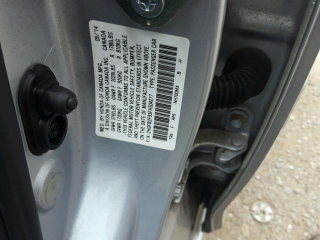 2HGFB2F93FH504277 - 2015 HONDA CIVIC EXL GRAY photo 10