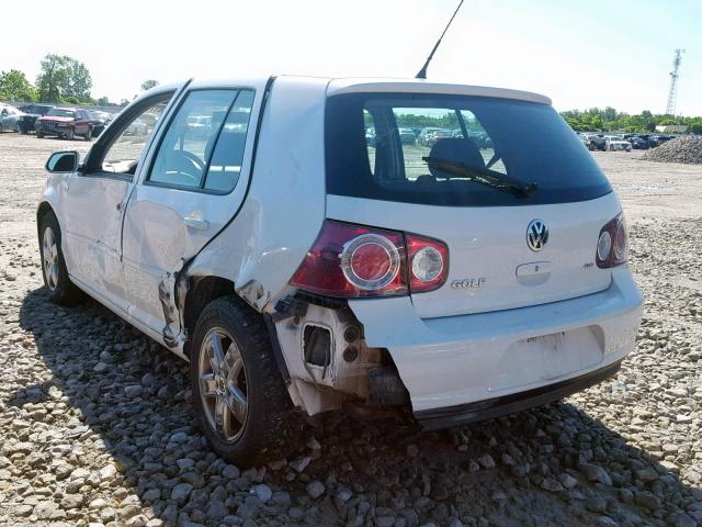 9BWEL41J894009732 - 2009 VOLKSWAGEN CITY GOLF WHITE photo 3