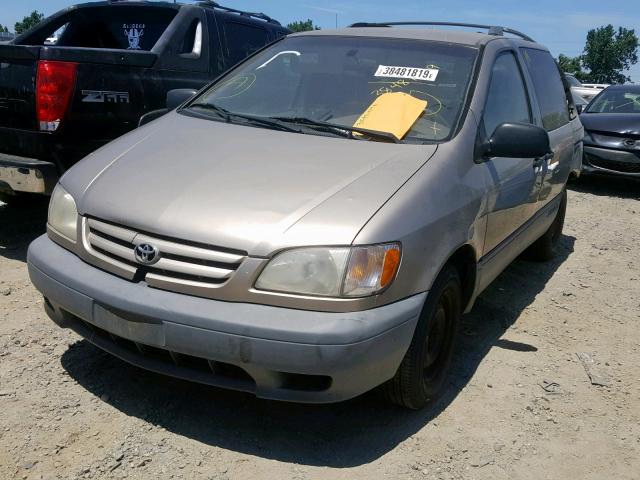 4T3ZF13C21U322055 - 2001 TOYOTA SIENNA LE GOLD photo 2