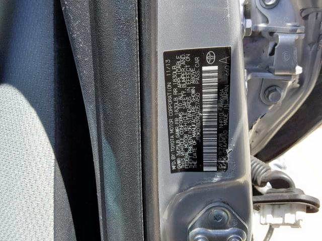 JTDKDTB39D1057450 - 2013 TOYOTA PRIUS C SILVER photo 10