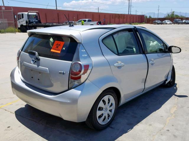 JTDKDTB39D1057450 - 2013 TOYOTA PRIUS C SILVER photo 4