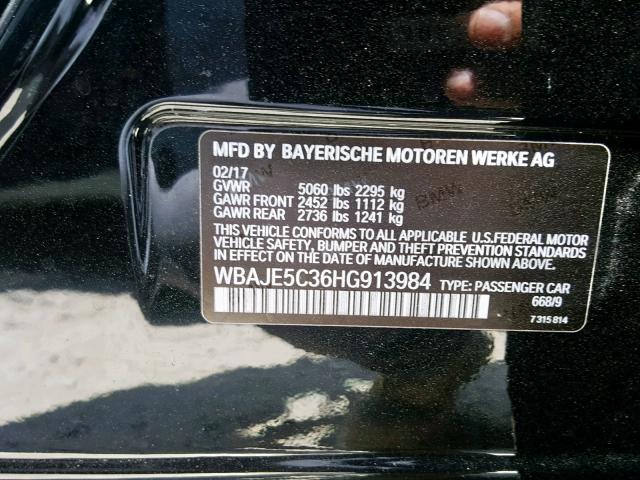 WBAJE5C36HG913984 - 2017 BMW 540 I BLACK photo 10