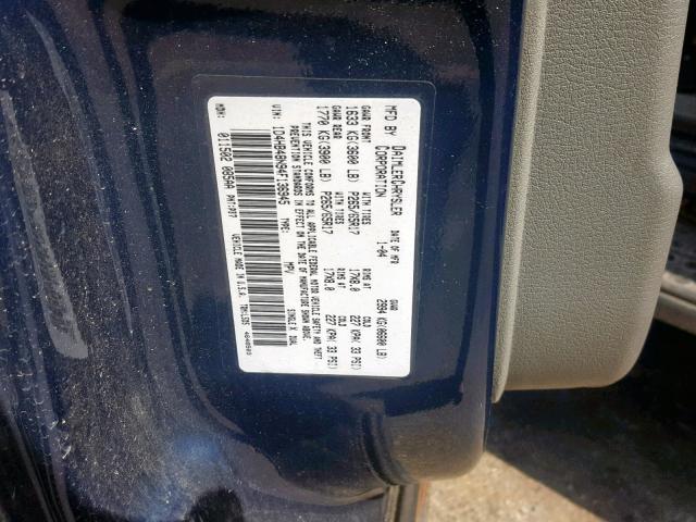 1D4HB48N94F136945 - 2004 DODGE DURANGO SL BLUE photo 10