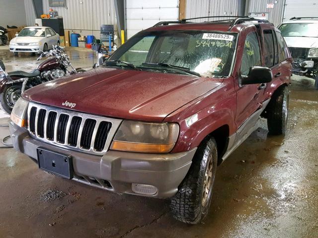 1J4GW58S7XC624168 - 1999 JEEP GRAND CHER BURGUNDY photo 2