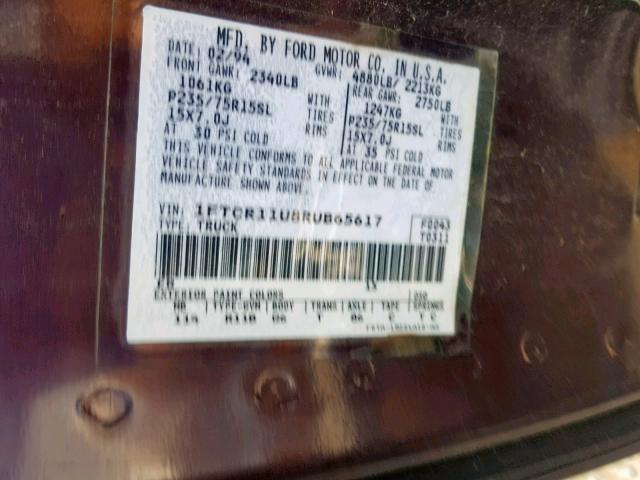 1FTCR11U8RUB65617 - 1994 FORD RANGER PURPLE photo 10