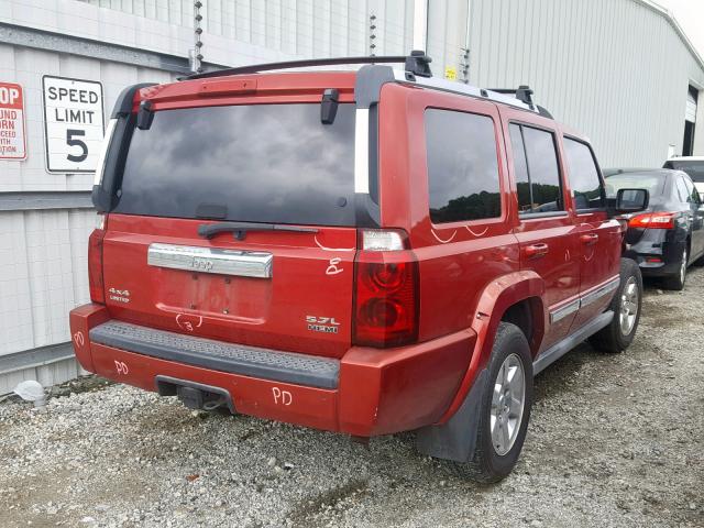 1J8HG58256C165348 - 2006 JEEP COMMANDER RED photo 4