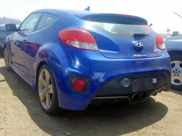 KMHTC6AE7DU141224 - 2013 HYUNDAI VELOSTER T BLUE photo 3