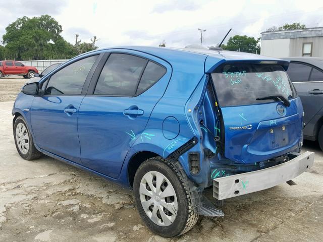 JTDKDTB3XC1519710 - 2012 TOYOTA PRIUS C BLUE photo 3