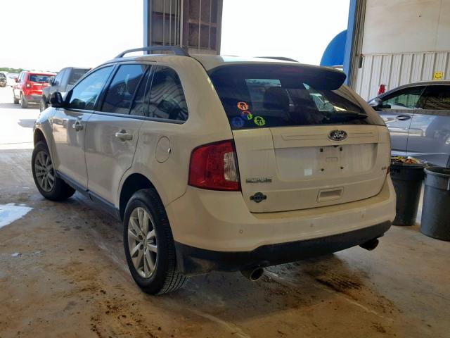 2FMDK3JC1EBB75266 - 2014 FORD EDGE SEL WHITE photo 3