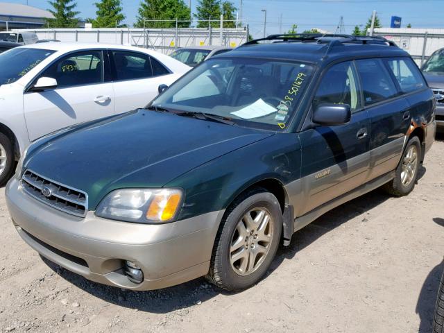 4S3BH675317613986 - 2001 SUBARU LEGACY OUT GREEN photo 2