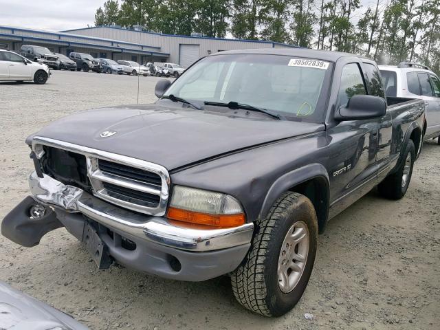 1B7GL42N92S676279 - 2002 DODGE DAKOTA SLT GRAY photo 2