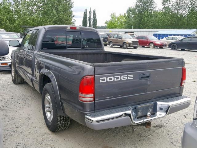 1B7GL42N92S676279 - 2002 DODGE DAKOTA SLT GRAY photo 3