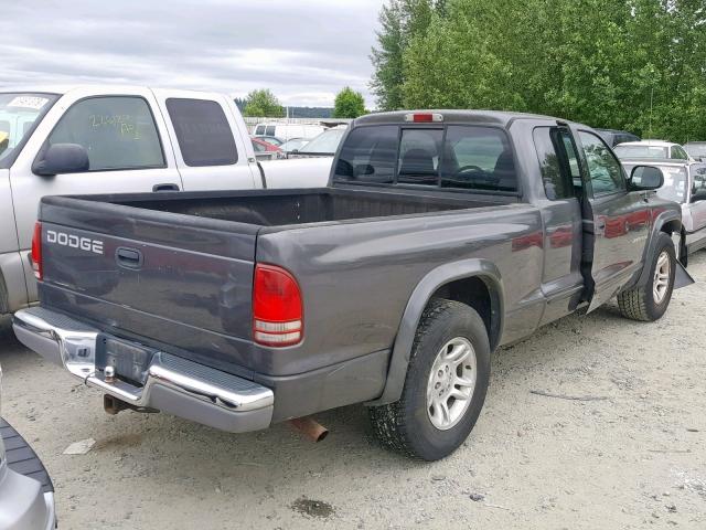 1B7GL42N92S676279 - 2002 DODGE DAKOTA SLT GRAY photo 4