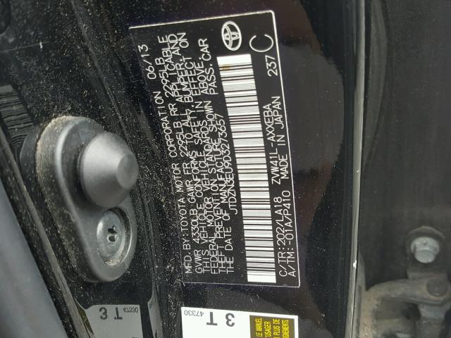 JTDZN3EU9D3273657 - 2013 TOYOTA PRIUS V BLACK photo 10