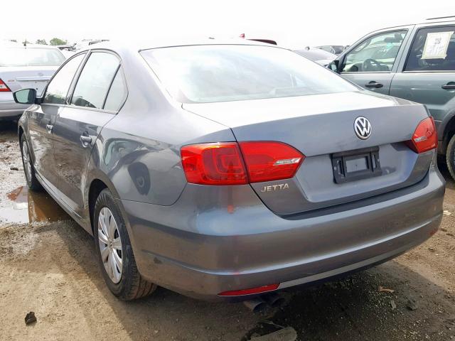 3VW2K7AJ2EM332266 - 2014 VOLKSWAGEN JETTA BASE GRAY photo 3