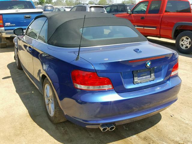 WBAUL7C58AVJ78443 - 2010 BMW 128 I BLUE photo 3