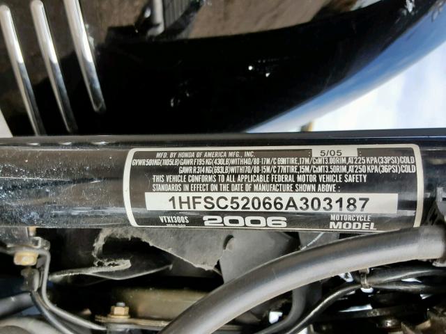 1HFSC52066A303187 - 2006 HONDA VT1300 S BLACK photo 10