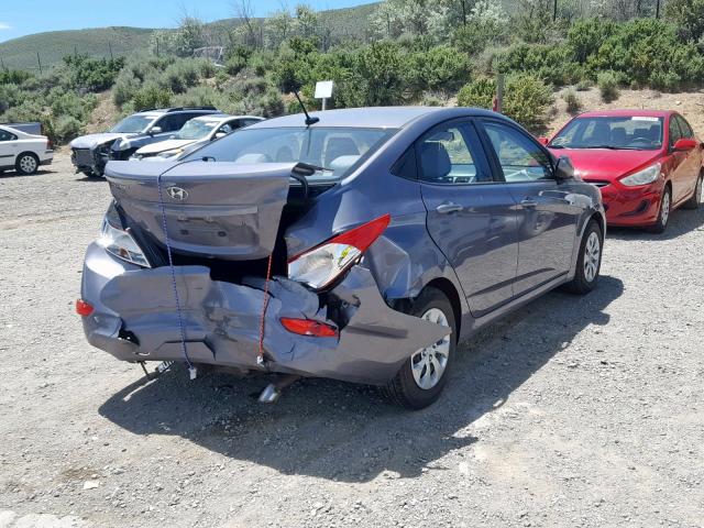 KMHCT4AE6GU124309 - 2016 HYUNDAI ACCENT SE GRAY photo 4