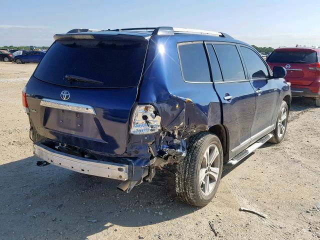 5TDYK3EH9DS104857 - 2013 TOYOTA HIGHLANDER BLUE photo 4