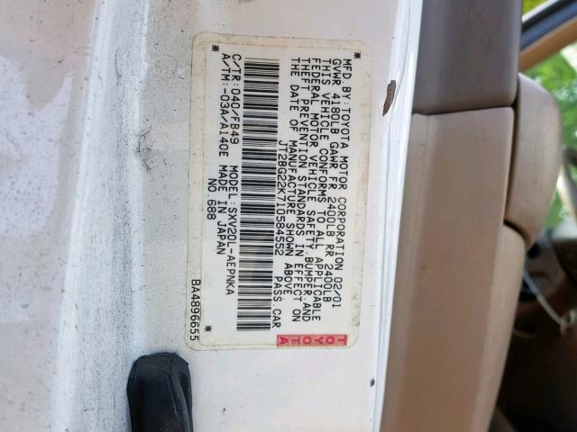 JT2BG22K710584552 - 2001 TOYOTA CAMRY CE 白色 照片 10