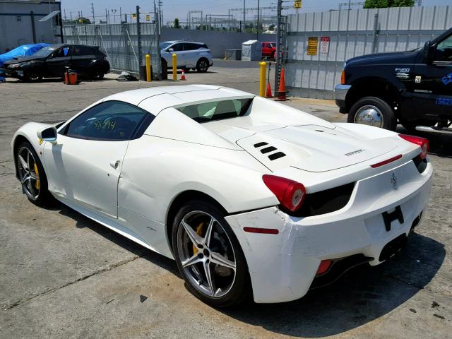 ZFF68NHA2D0189397 - 2013 FERRARI 458 SPIDER WHITE photo 3