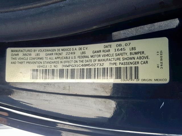 3VWPG31C48M502732 - 2008 VOLKSWAGEN NEW BEETLE Qara foto 10