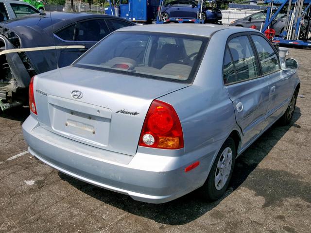 KMHCG45C23U491067 - 2003 HYUNDAI ACCENT GL BLUE photo 4