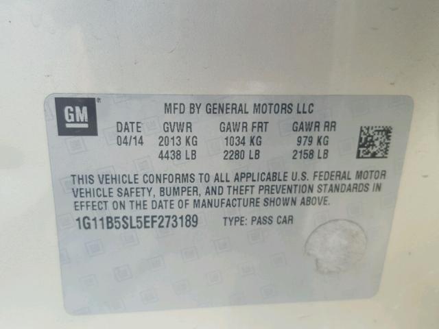 1G11B5SL5EF273189 - 2014 CHEVROLET MALIBU LS თაფლისფერი ფოტო 10