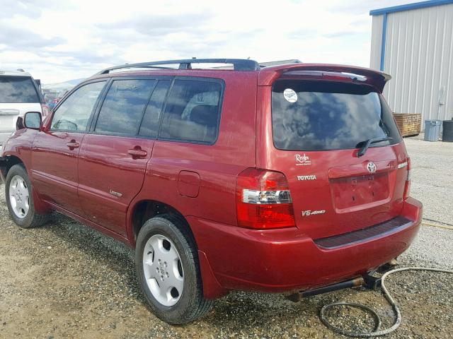 JTEEP21A970210932 - 2007 TOYOTA HIGHLANDER RED photo 3