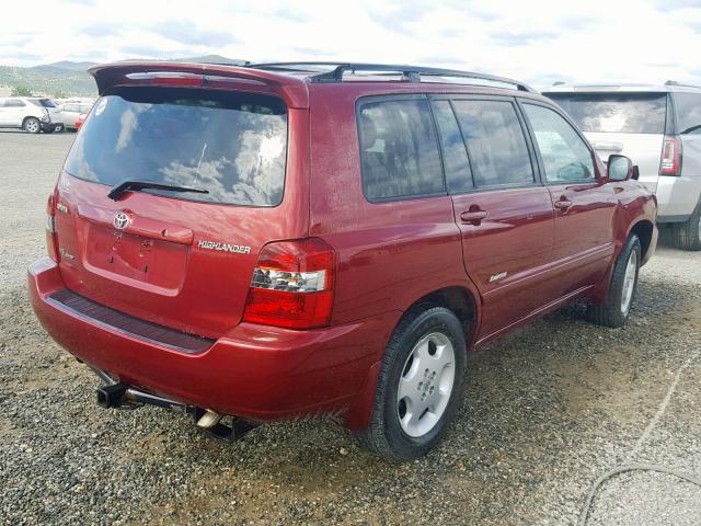 JTEEP21A970210932 - 2007 TOYOTA HIGHLANDER RED photo 4