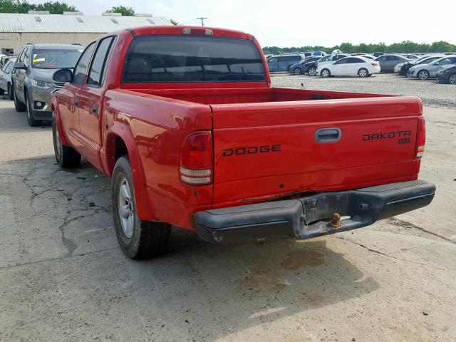 1D7HL48N73S295629 - 2003 DODGE DAKOTA QUA RED photo 3