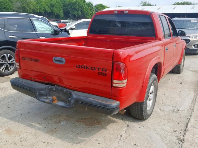 1D7HL48N73S295629 - 2003 DODGE DAKOTA QUA RED photo 4