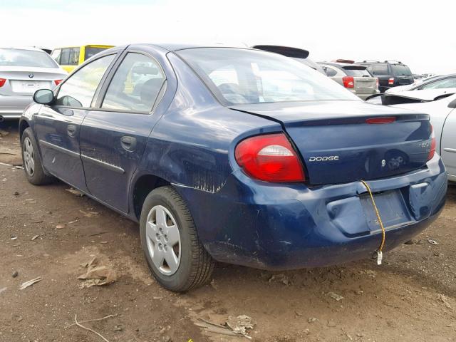 1B3ES26C13D111104 - 2003 DODGE NEON SE BLUE photo 3