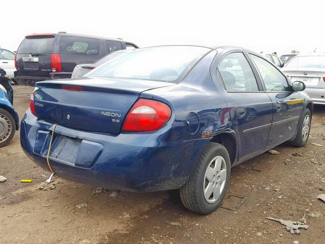 1B3ES26C13D111104 - 2003 DODGE NEON SE BLUE photo 4