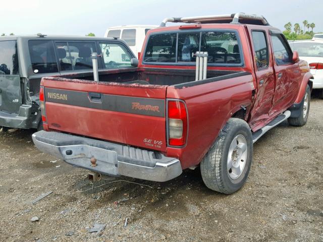 1N6ED27T3YC432997 - 2000 NISSAN FRONTIER C RED photo 4