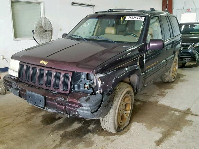 1J4GZ78Y0WC186874 - 1998 JEEP GRAND CHER BURGUNDY photo 2