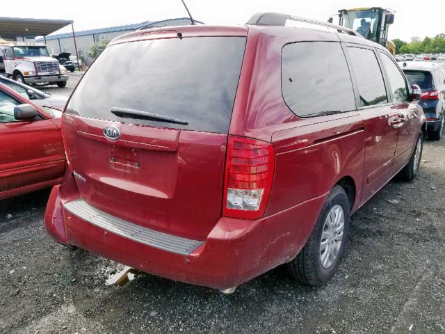 KNDMG4C74C6440849 - 2012 KIA SEDONA LX RED photo 4