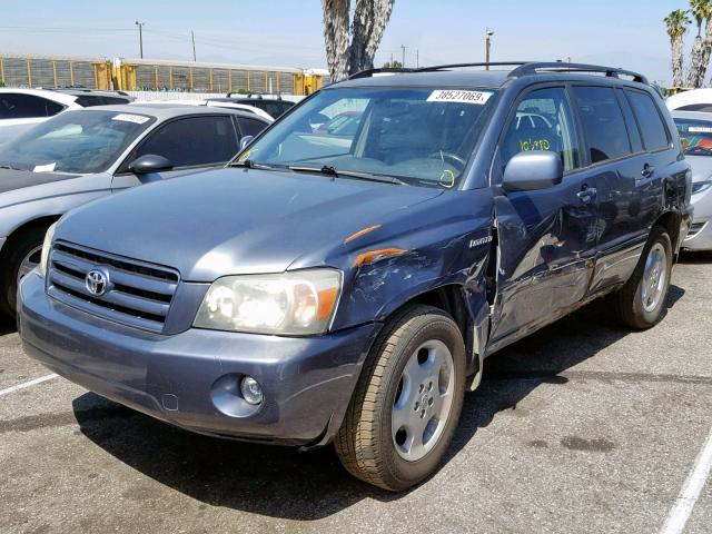 JTEDP21A740001552 - 2004 TOYOTA HIGHLANDER BLUE photo 2