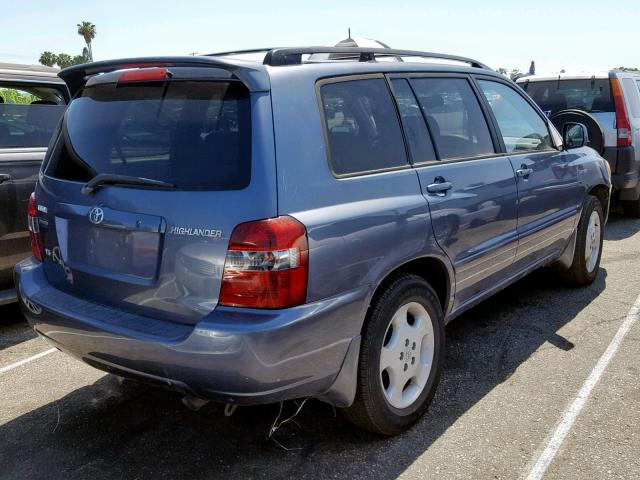 JTEDP21A740001552 - 2004 TOYOTA HIGHLANDER BLUE photo 4