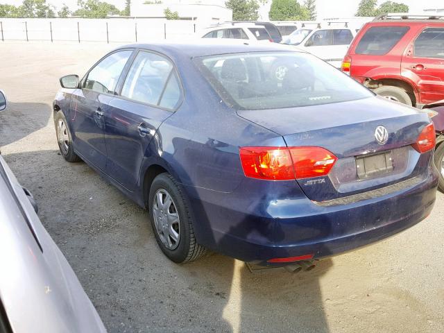 3VW2K7AJ0DM295779 - 2013 VOLKSWAGEN JETTA BASE BLUE photo 3