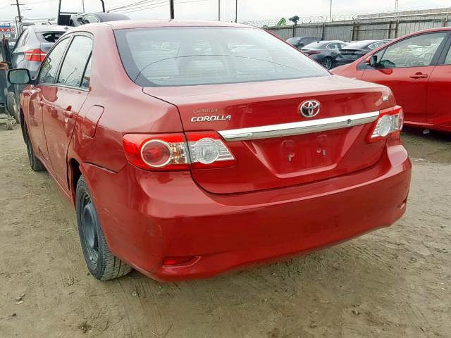 2T1BU4EEXBC558827 - 2011 TOYOTA COROLLA BA RED photo 3