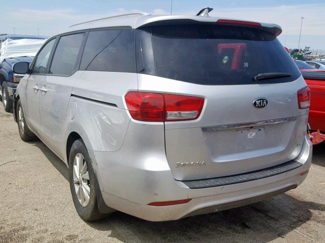 KNDMB5C13G6198593 - 2016 KIA SEDONA LX SILVER photo 3