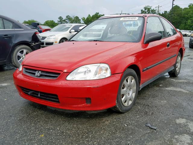 1HGEJ6224XL007192 - 1999 HONDA CIVIC DX RED photo 2