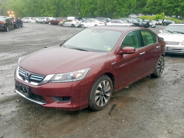 1HGCR6F51EA010600 - 2014 HONDA ACCORD HYB MAROON photo 2