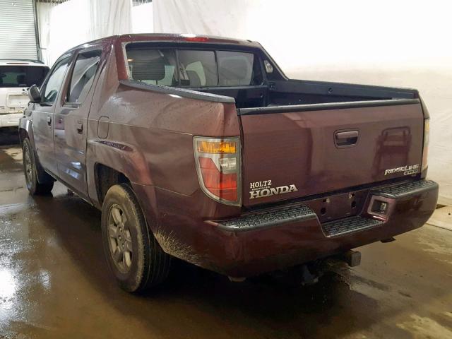 2HJYK16377H509475 - 2007 HONDA RIDGELINE RED photo 3