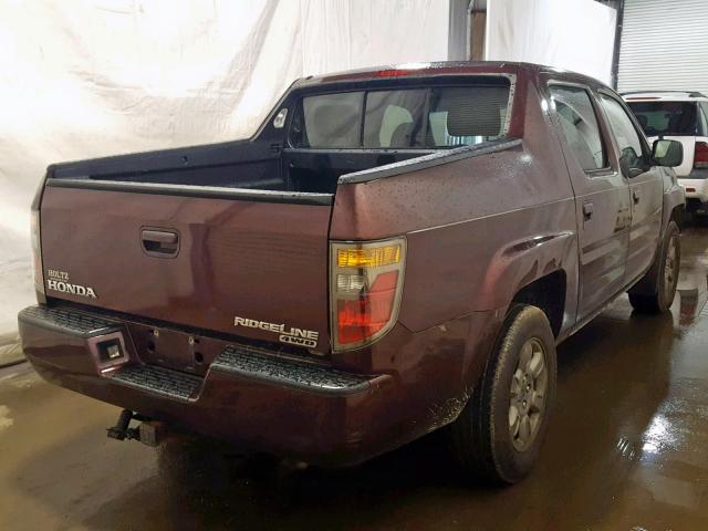 2HJYK16377H509475 - 2007 HONDA RIDGELINE RED photo 4