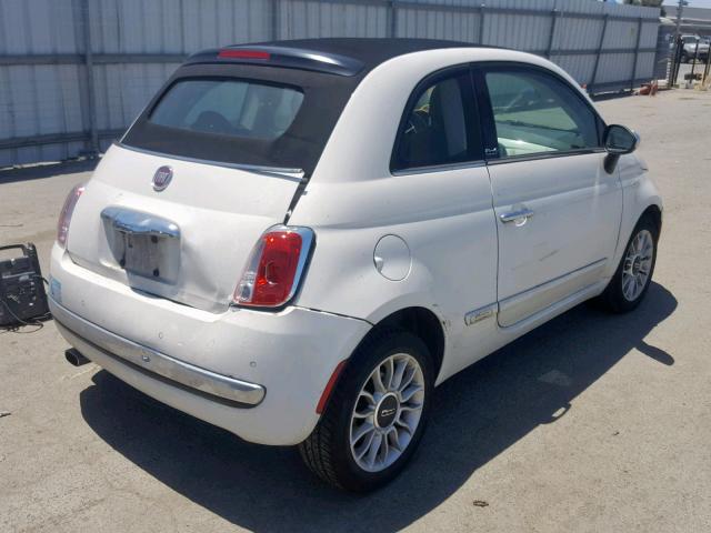 3C3CFFER7CT109394 - 2012 FIAT 500 LOUNGE WHITE photo 4