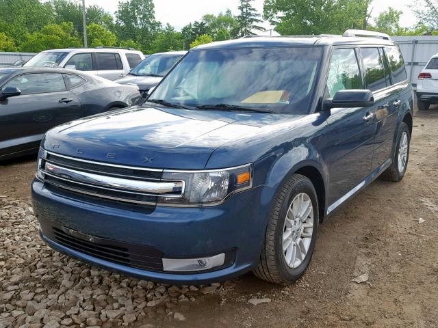 2FMHK6C81GBA14656 - 2016 FORD FLEX SEL BLUE photo 2