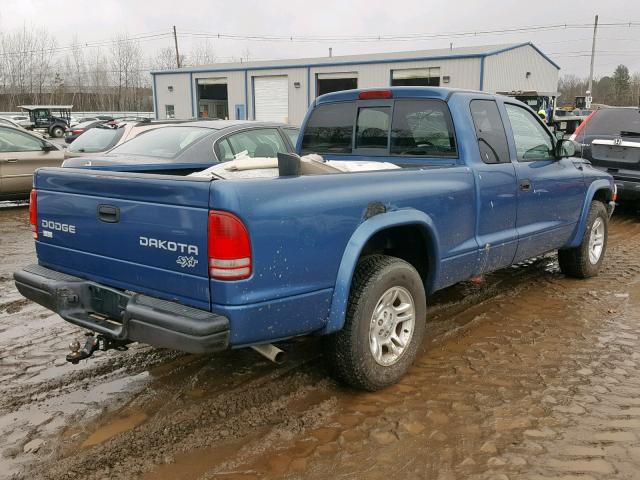 1D7HL12X23S148188 - 2003 DODGE DAKOTA SXT BLUE photo 4